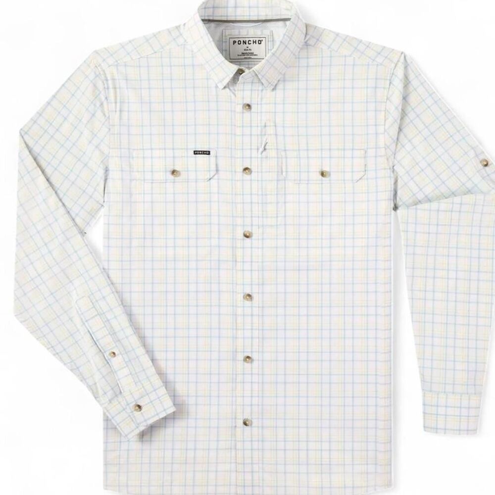 Poncho-outdoors Men's White and Blue Shirt